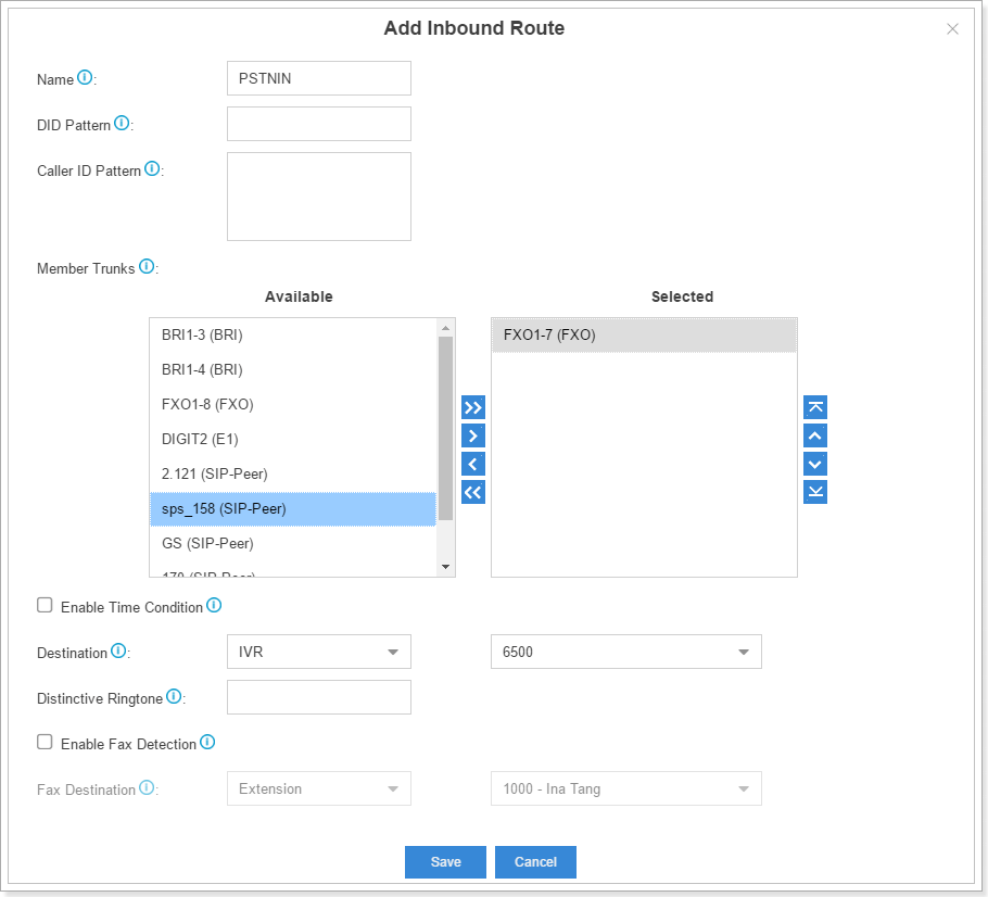 Add Inbound Route